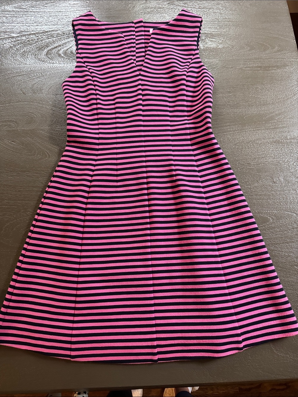 Lilly Pulitzer Pink and Navy Striped Sleeveless Dress, size S, fully lined.